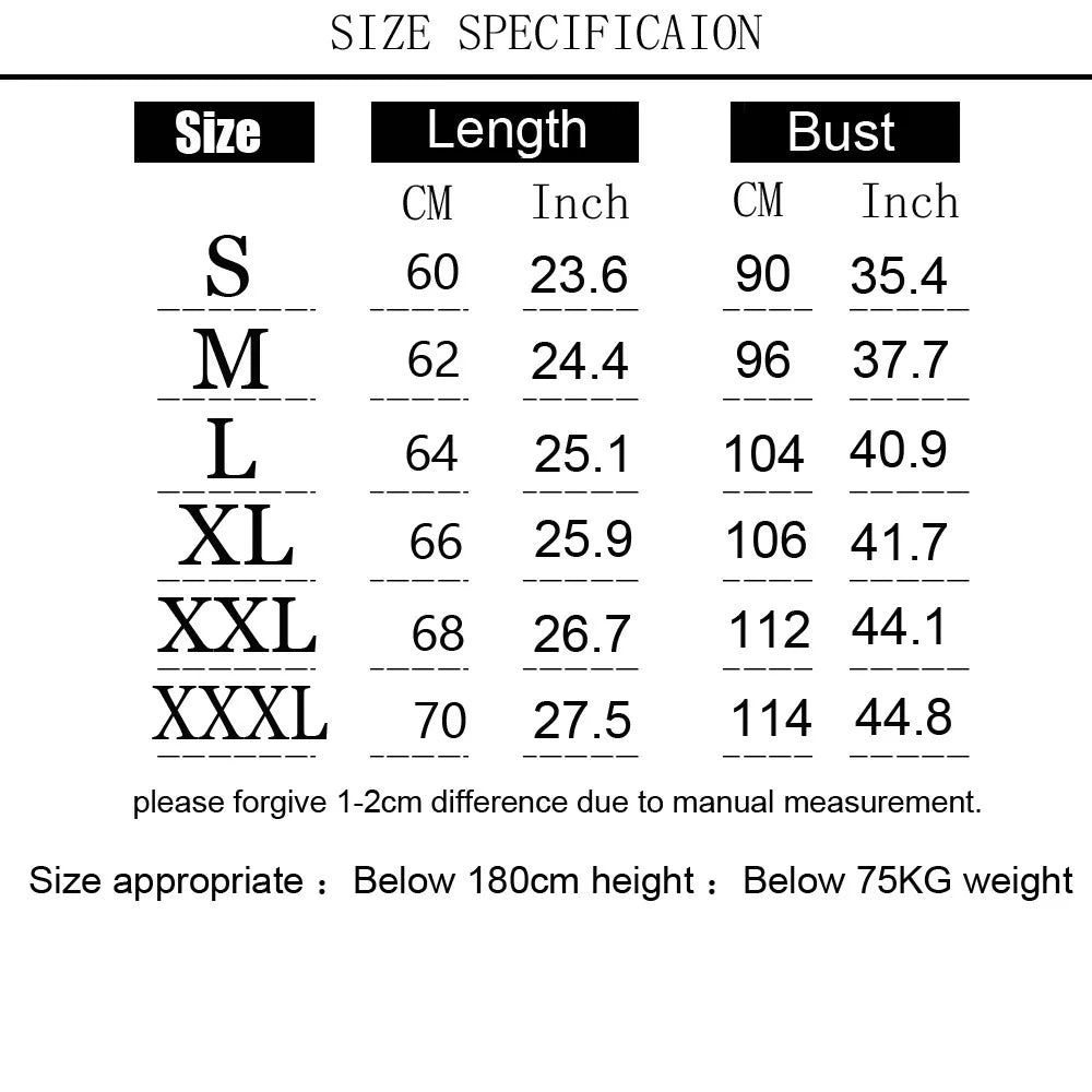 Size chart for womens Halloween shirt long sleeve with measurements in centimeters and inches