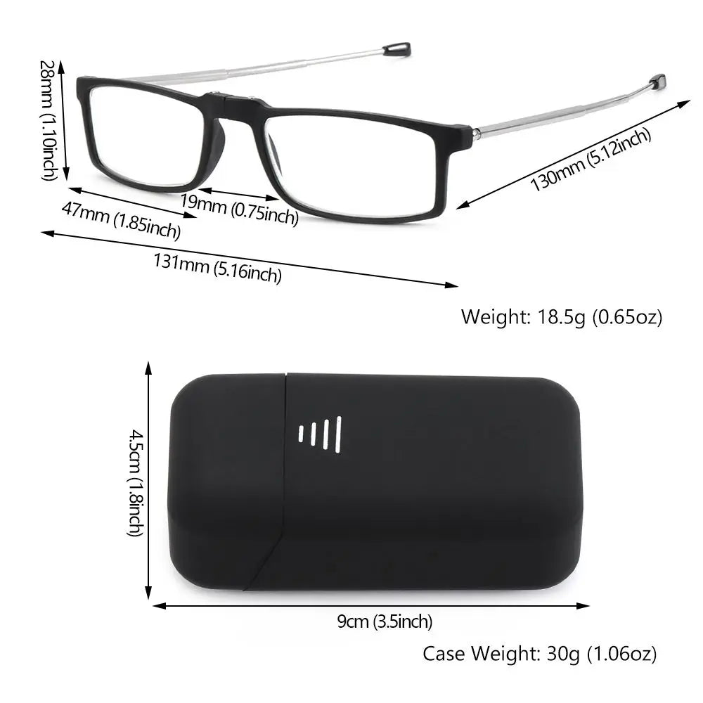 Portable Folding Anti Blue Light Reading Glasses With Case Men Women Metal Small Frame Presbyopia Eyeglasses Hyperopia Eyewear