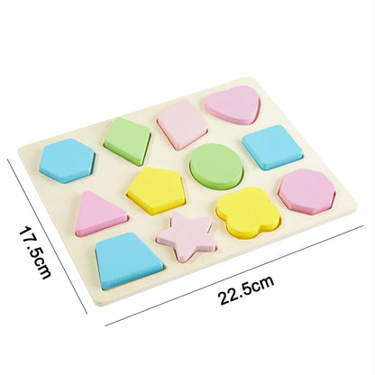 Baby Educational Toy Montessori Wooden 3D Toys Childhood Learning  Kids Baby Colorful Wooden Blocks For Children Christmas Gift