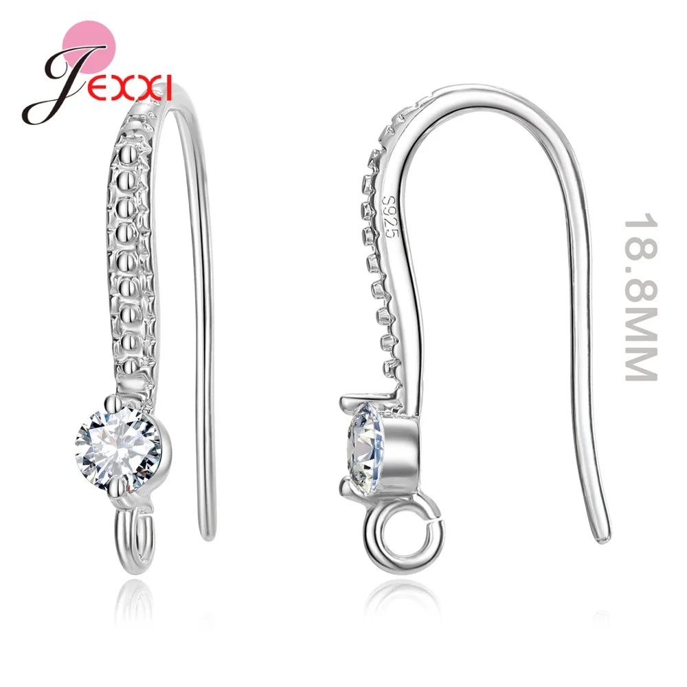 New Arrivals Sparkling Earrings Findings Real 925 Sterling Silver Color Earrings Components For Women Hand Making DIY Jewelry