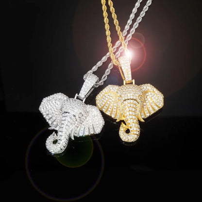TOPGRILLZ Iced Out Cubic Zircon Bling Animal Elephant Necklace & Pendant Men Women Hip Hop Rock Jewelry CZ Necklace For Gifts