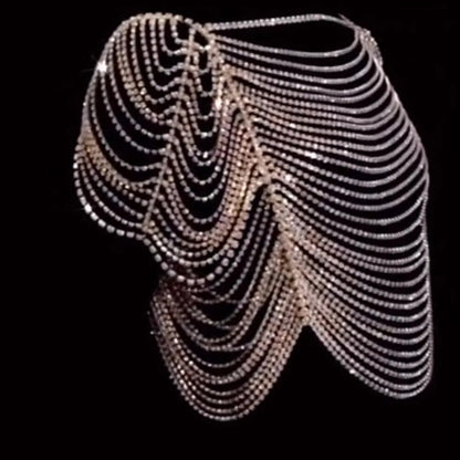 Stonefans Luxury Multi-Layer Full Rhinestone Underwear Chain Bling Shoulder Chain Crystal Body Chain Women Chest Clothes Jewelry