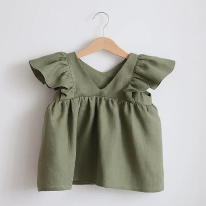 Newborn Girls Summer Clothes Linen Striped Baby Girl Dress For 0-3Y Toddler Girls Clothes Baby Birthday Party Dress