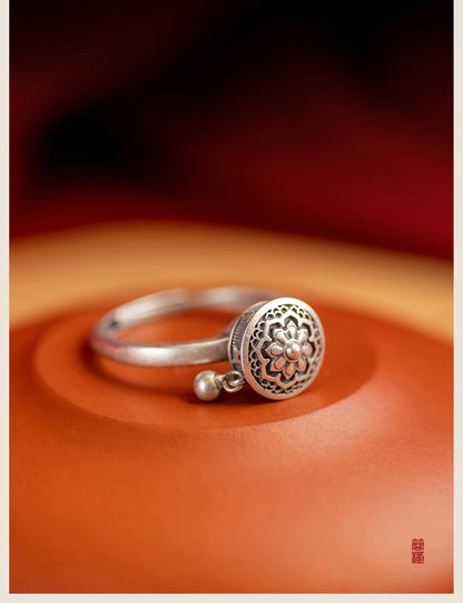 Vintage Spinner Rings Jewelry For Women Finger Ring women's Rings Trend Rotatable Lotus Anti Stress Buddhism Ring Anillos Mujer