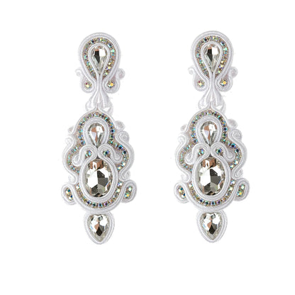 KpacoTa Soutache Handmade Dangle Earrings Women's jewelry Crystal Accessories Vintage long Hanging Earring 2020 trend white blue