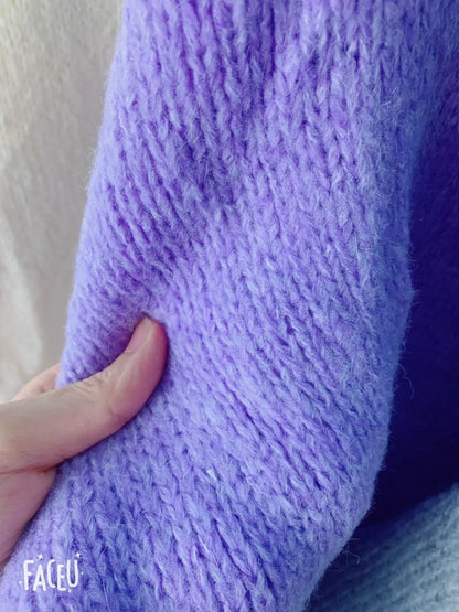 Winter Women Dress Fall Sweater Women Dress Long Sleeve Knitted Dresses Maxi Vintage Oversize Dresses Knitting Thick Warm Purple