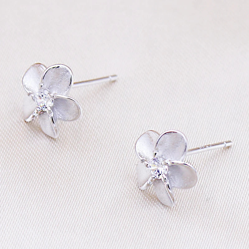 925 Sterling Silver Stud Earrings Trendy AAA Zirconia Earring Fine Jewelry For Women Flower Earring Female