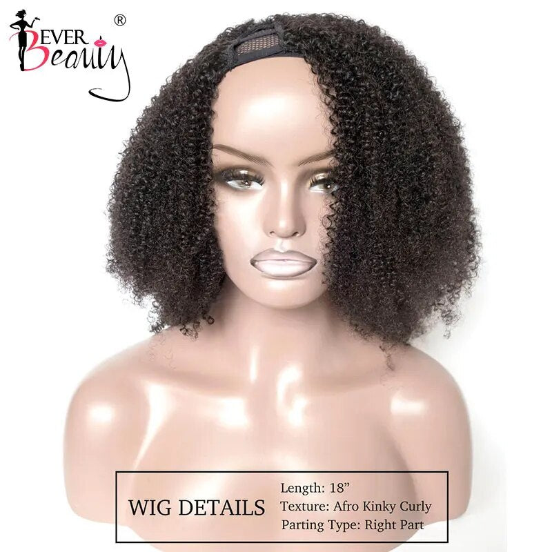 4B 4C Mongolian Afro Kinky Curly  U Part Wig Human Hair U Part Wigs For Women Kinky Curly Short Bob Cut Wigs Ever Beauty