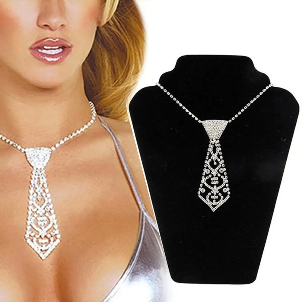 HOT SALES！！！New Arrival Women Vintage Rhinestone Inlaid Tie Long Necklace Wedding Jewelry Accessory Gift Wholesale Dropshipping