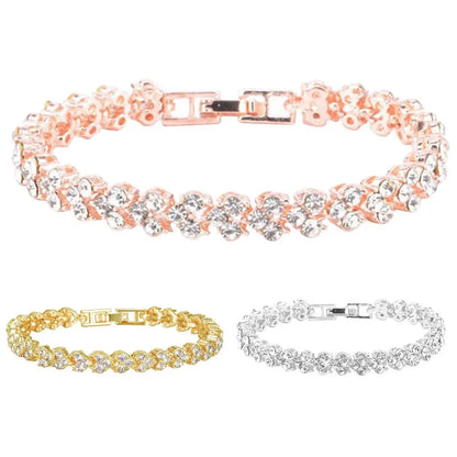 925 Silver Shiny Cubic Zirconia Tennis Bracelet Bangle For Women Wedding Fashion Jewelry Wholesale Birthday pink gold