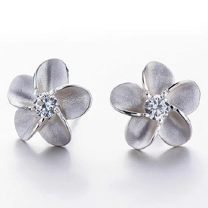 925 Sterling Silver Stud Earrings Trendy AAA Zirconia Earring Fine Jewelry For Women Flower Earring Female