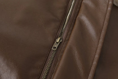 Winter Women's Fur Leather Jacket Long Sleeved Loose Warm Lamb Wool Vintage Thickened Locomotive Lapel Female PU Motorcycle Coat