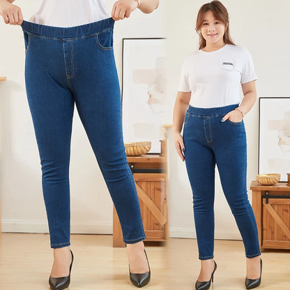Women  Jeans for Curvy  Elastic Waist Stretchy Denim Pants Tummy Control Mom Jeans 4XL ouc551