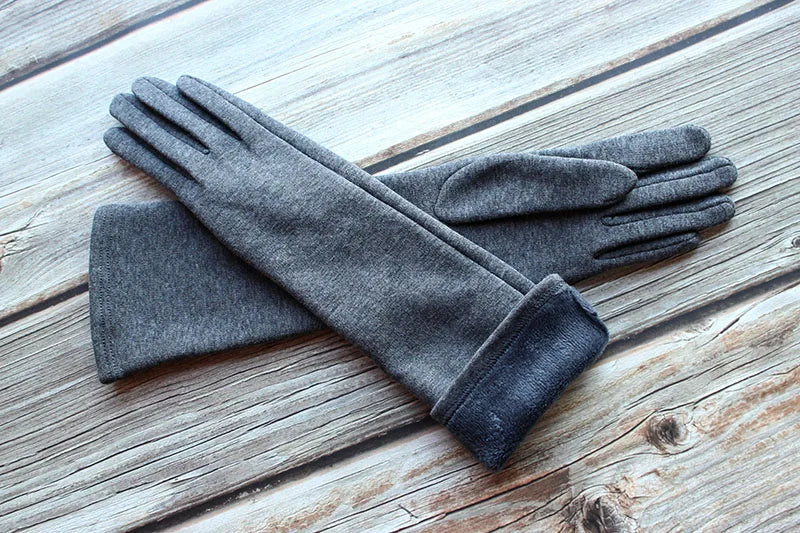 Cotton Long Gloves for Women's Stretch Autumn and Winter Warmth 38cm Windproof and Sun Resistant Knitted Sleeves
