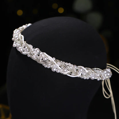 Pearl Hairband Bride Head Jewelry Wedding Accessories Pearl Tiara Headband on the Head Women's Jewelry