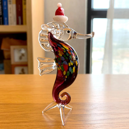 Crystal Hippocampus Sea Animal Figurines, Glass Seahorse Paperweight, Hand Blown, Modern Miniatures, Home Decor, Christmas Gift