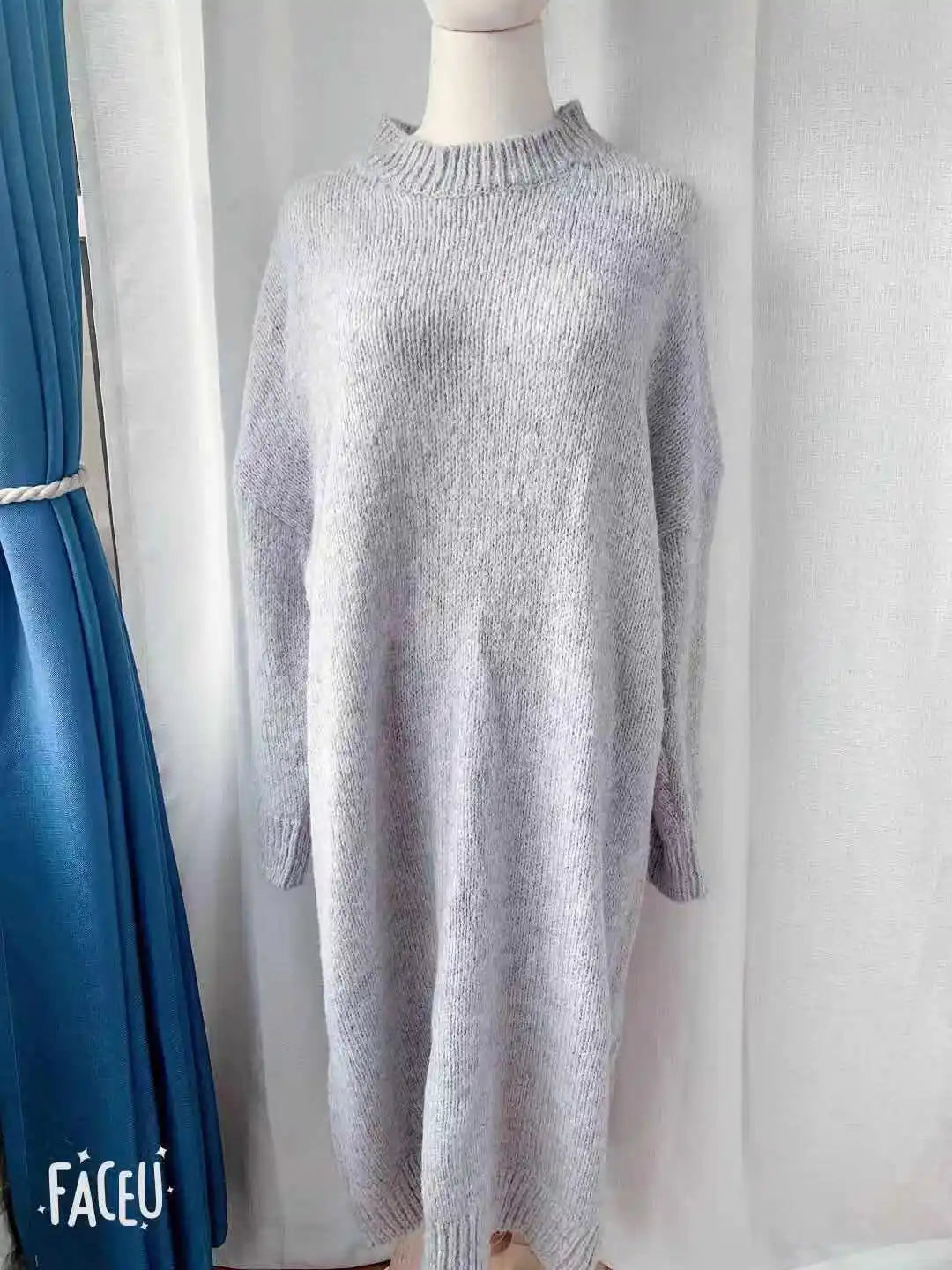 Winter Women Dress Fall Sweater Women Dress Long Sleeve Knitted Dresses Maxi Vintage Oversize Dresses Knitting Thick Warm Purple