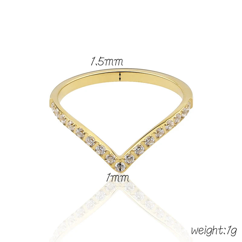 Beautiful V Shape CNC Inlaid Zircon Ring For Women Love Ring Titanium Steel Jewelry Mother's day Christmas Gift Anillo Wholesale