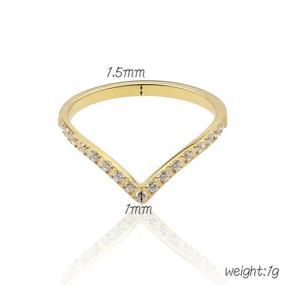 Beautiful V Shape CNC Inlaid Zircon Ring For Women Love Ring Titanium Steel Jewelry Mother's day Christmas Gift Anillo Wholesale