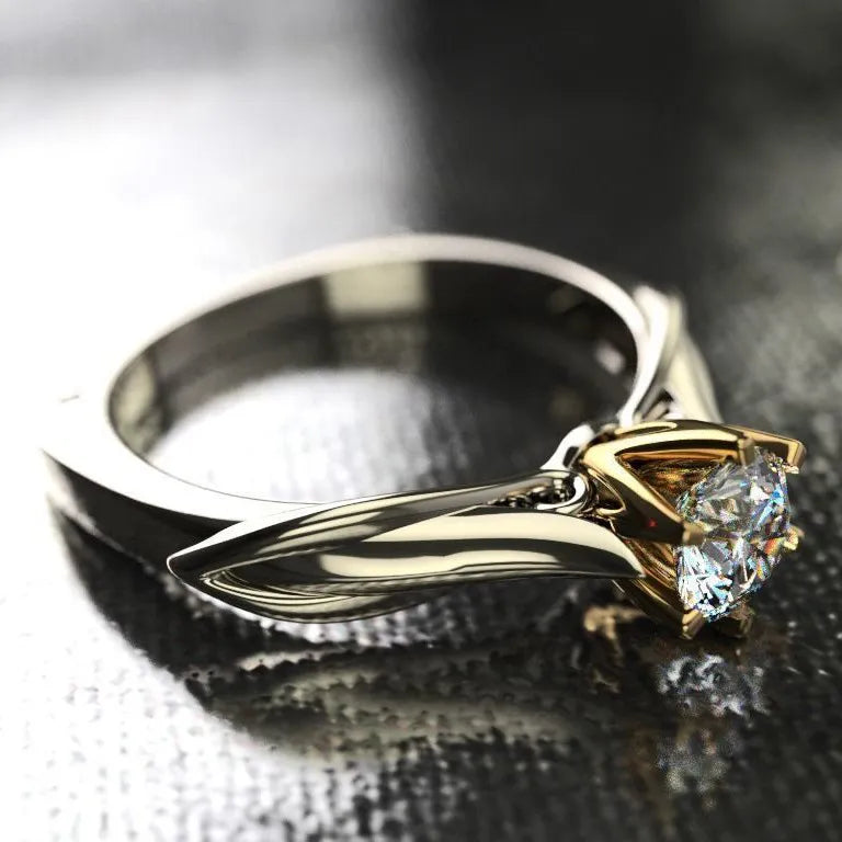 18K Multi Gold Plated Ring for Women Natural 1 Carat Diamond Cut Gemstone