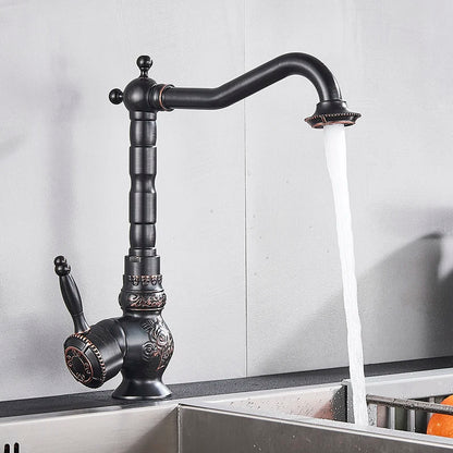 Home Decoration Bathroom Sink Mixer Faucet Crane Single Handle Water Tap Brass Antique Faucet Hot and Cold Water