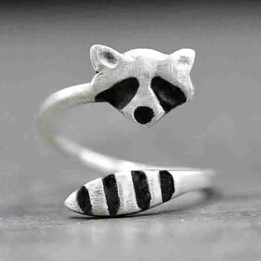 Raccoon Silver Color Plated  Fox Women Rings Adjustable Open Fashion Ring