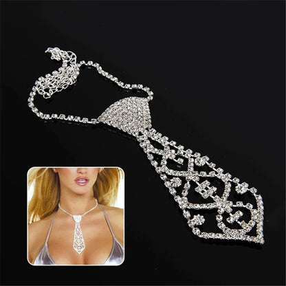 HOT SALES！！！New Arrival Women Vintage Rhinestone Inlaid Tie Long Necklace Wedding Jewelry Accessory Gift Wholesale Dropshipping