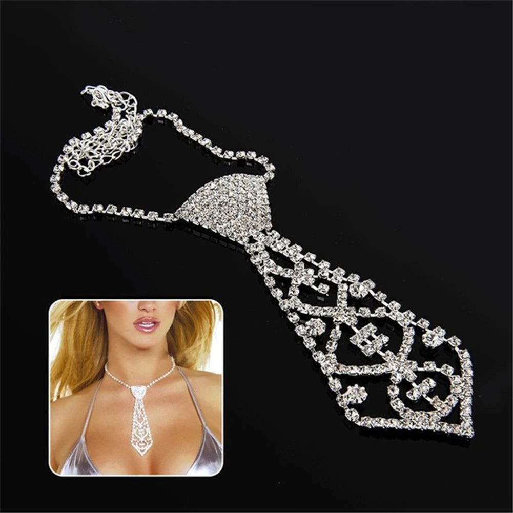 HOT SALES！！！New Arrival Women Vintage Rhinestone Inlaid Tie Long Necklace Wedding Jewelry Accessory Gift Wholesale Dropshipping