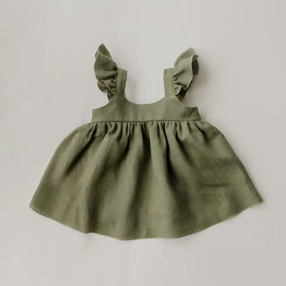 Newborn Girls Summer Clothes Linen Striped Baby Girl Dress For 0-3Y Toddler Girls Clothes Baby Birthday Party Dress