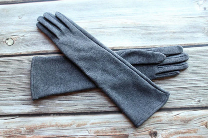 Cotton Long Gloves for Women's Stretch Autumn and Winter Warmth 38cm Windproof and Sun Resistant Knitted Sleeves