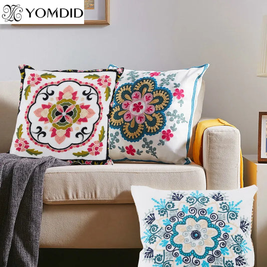 Free Shipping Hand-embroidered Sofa Decorative Pillow Cushions for Car Decoration Fashion Flower Soft Cushion Almofadas Vintage