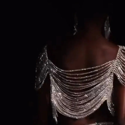 Stonefans Luxury Multi-Layer Full Rhinestone Underwear Chain Bling Shoulder Chain Crystal Body Chain Women Chest Clothes Jewelry