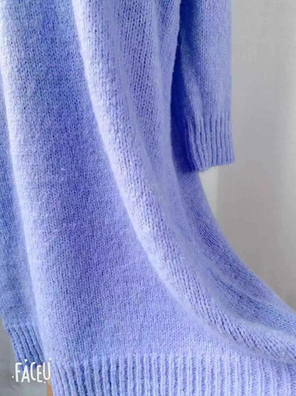 Winter Women Dress Fall Sweater Women Dress Long Sleeve Knitted Dresses Maxi Vintage Oversize Dresses Knitting Thick Warm Purple