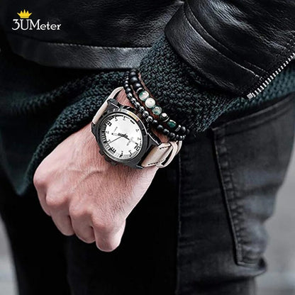 2PCS Natural Striped Agates Matte Black Onyx Beaded Bracelet for Women Men Natural Stone Hematite Bracelet Jewelry Pulseras