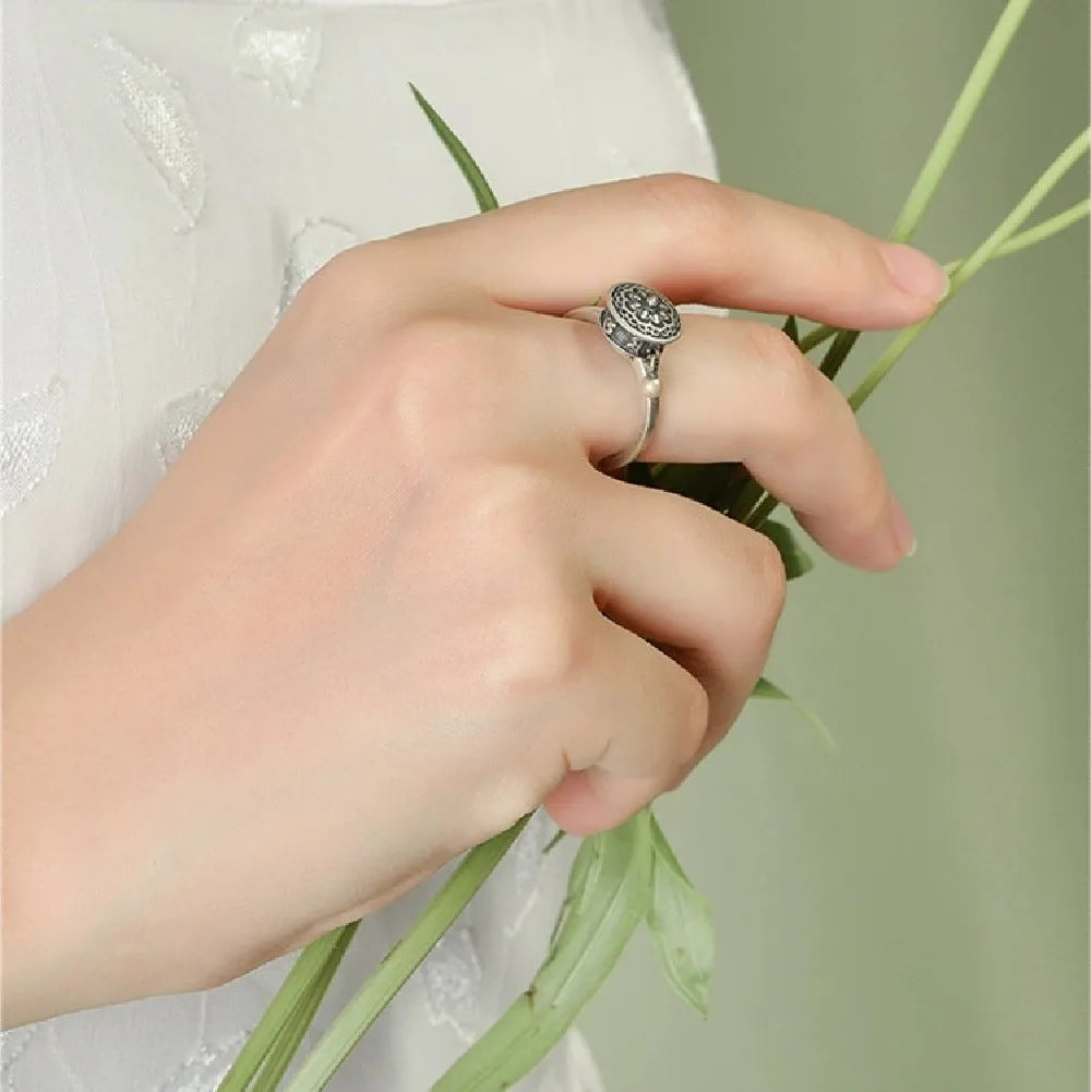 Vintage Spinner Rings Jewelry For Women Finger Ring women's Rings Trend Rotatable Lotus Anti Stress Buddhism Ring Anillos Mujer