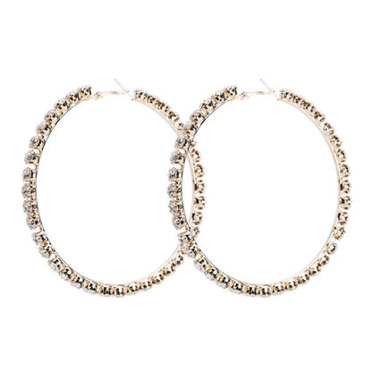 New exquisite fashion earrings jewelry geometric design round single row Rhinestone Earrings for her gift