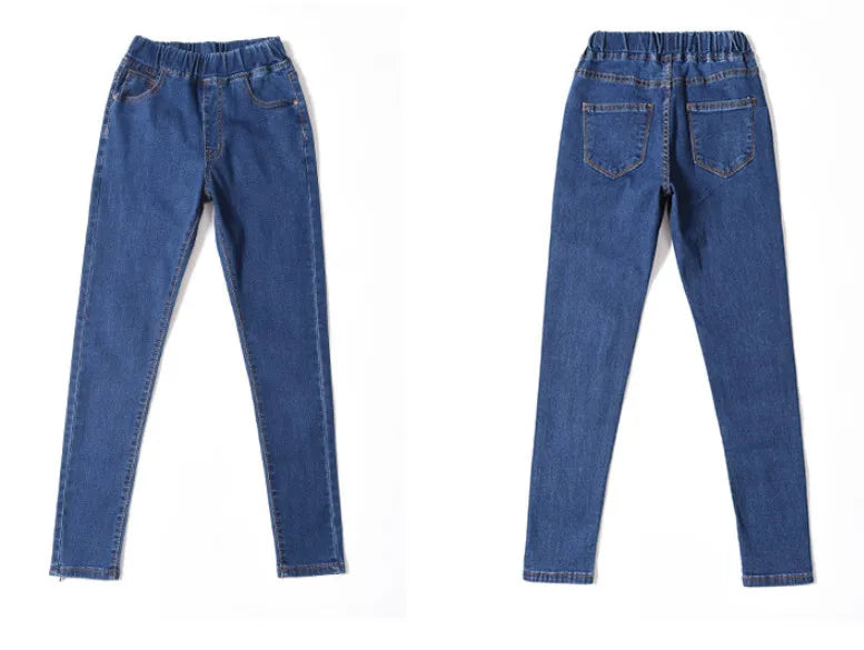 Women  Jeans for Curvy  Elastic Waist Stretchy Denim Pants Tummy Control Mom Jeans 4XL ouc551