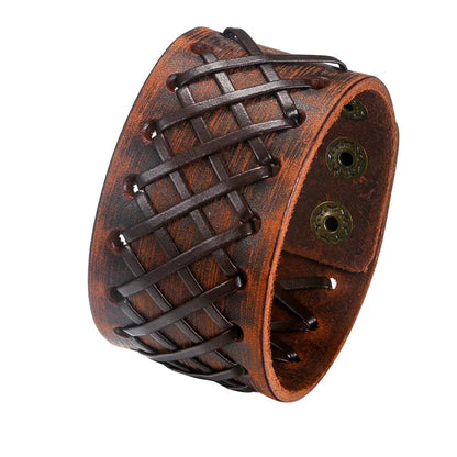 BONISKISS 2020 Fashion Stud Spikes Rivet Adjustable Leather Wristband Bangle Cuff Bracelet Wide Cuff Punk style Cool Men Jewelry