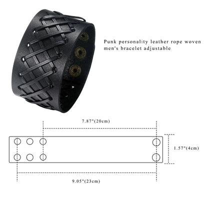 BONISKISS 2020 Fashion Stud Spikes Rivet Adjustable Leather Wristband Bangle Cuff Bracelet Wide Cuff Punk style Cool Men Jewelry