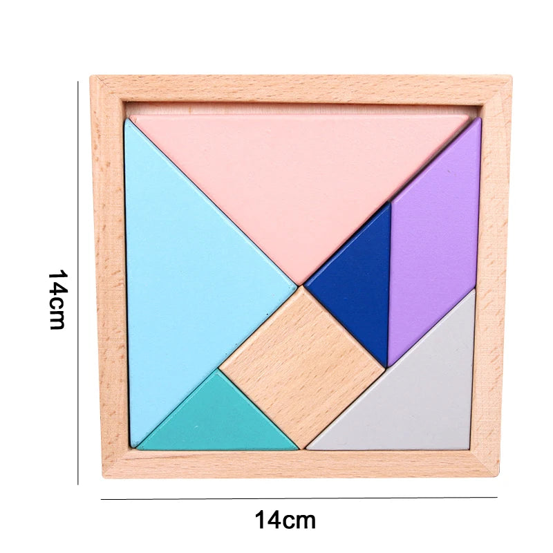 Baby Educational Toy Montessori Wooden 3D Toys Childhood Learning  Kids Baby Colorful Wooden Blocks For Children Christmas Gift