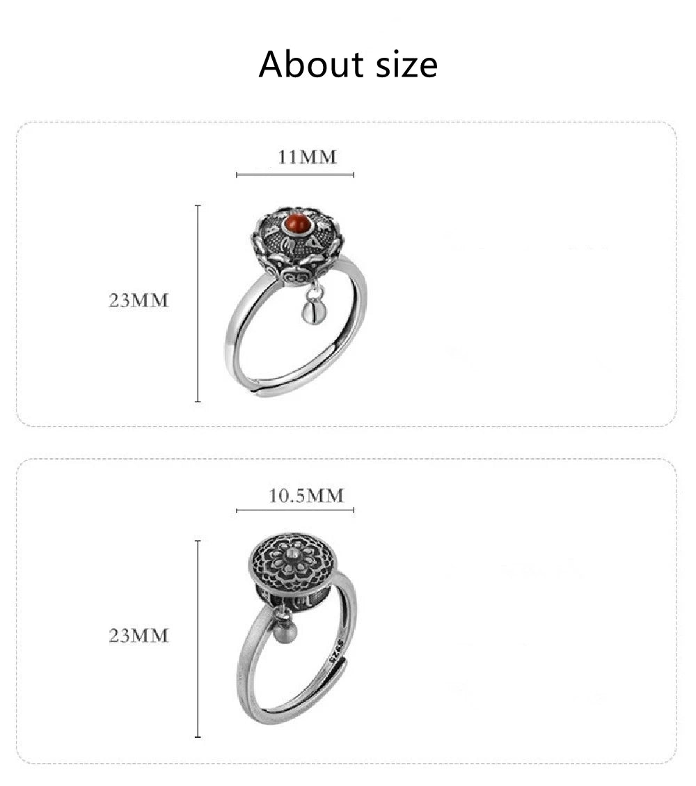 Vintage Spinner Rings Jewelry For Women Finger Ring women's Rings Trend Rotatable Lotus Anti Stress Buddhism Ring Anillos Mujer