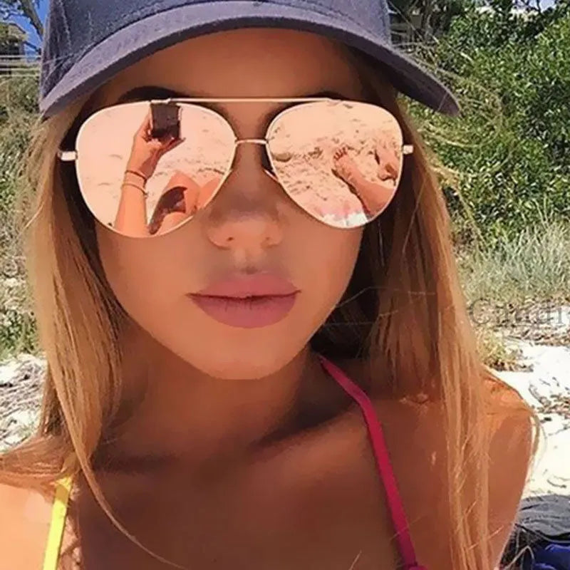 Mirror Sunglasses For Women 2021 Retro Glasses Women's Sunglasses Metal Points Polit Sun Glasses Lunettes femme oculos UV400