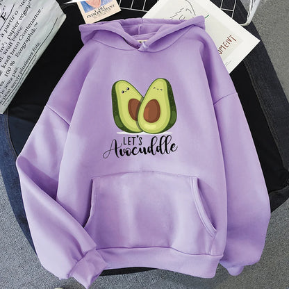 Oversized Hoodies Cartoon Avocado Print Sweatshirt Clothes for teens Women Punk Kpop Clothing Loose Fleece Hoodie Spring Tops