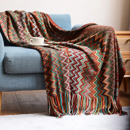 Bohemian Blanket Sofa Cover Geometric Knitted Slipcover for Couch Chair Bed Plaid Boho Decorative Blanket Cobertor Manta Deken