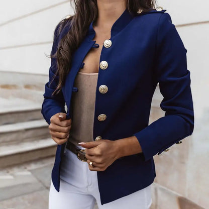 Suits Jacket  Long Sleeve   Office Lady Blazer Pure Color Slim-fitting Suits Coat