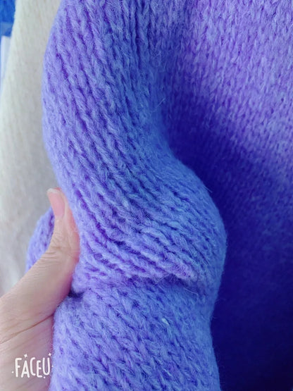 Winter Women Dress Fall Sweater Women Dress Long Sleeve Knitted Dresses Maxi Vintage Oversize Dresses Knitting Thick Warm Purple