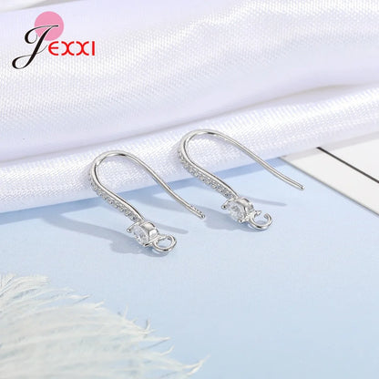 New Arrivals Sparkling Earrings Findings Real 925 Sterling Silver Color Earrings Components For Women Hand Making DIY Jewelry