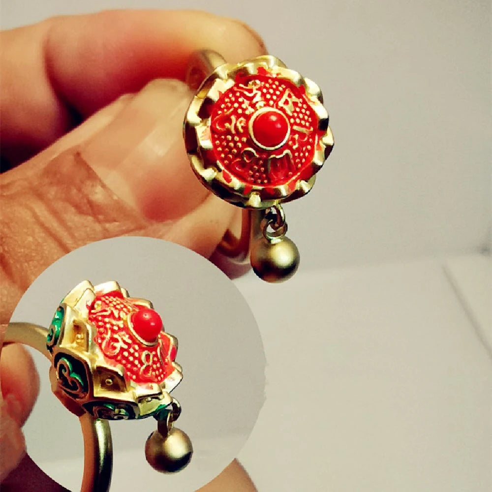Vintage Spinner Rings Jewelry For Women Finger Ring women's Rings Trend Rotatable Lotus Anti Stress Buddhism Ring Anillos Mujer