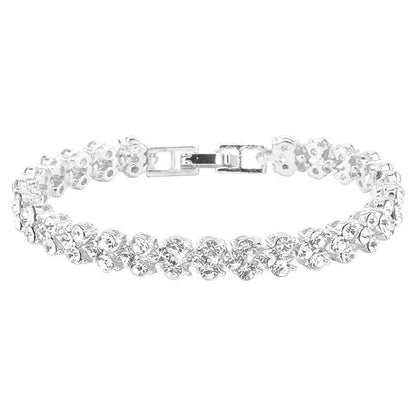 925 Silver Shiny Cubic Zirconia Tennis Bracelet Bangle For Women Wedding Fashion Jewelry Wholesale Birthday pink gold