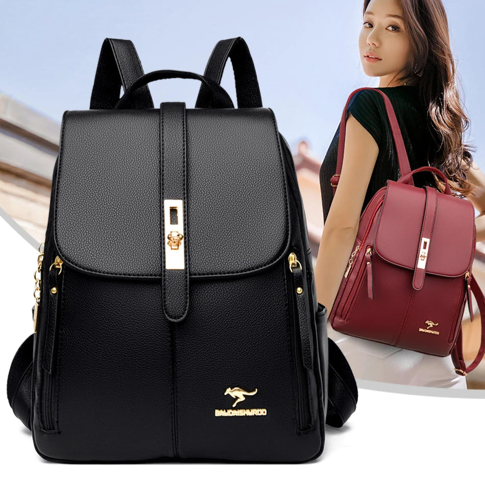 Women Large Capacity Backpack Purses High Quality Leather Female Vintage Bag School Bags Travel Bagpack Ladies Bookbag Rucksack